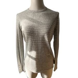 J.‎ McLaughlin Women Small  Sweater White Gray Cotton Blend Crew Enamel Button